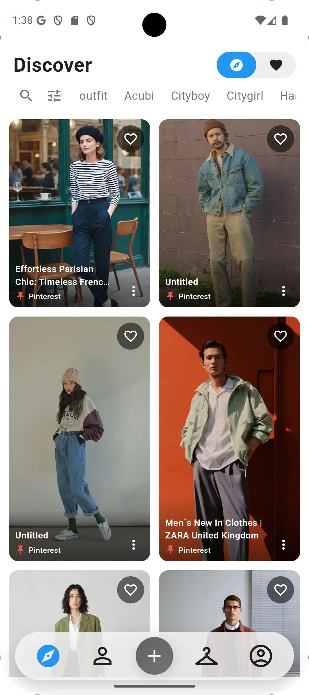 Fitmixai outfit browsing screen